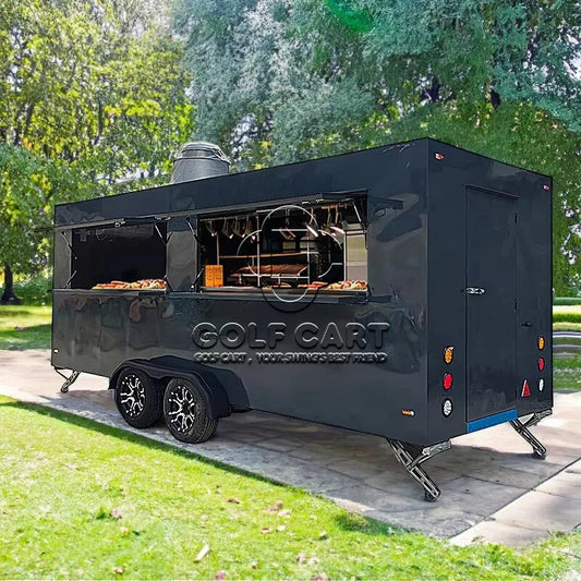 United State Food  Truck with Full Kitchen Concession Bbq Food Trailer with Porch Fully Equipped Custom Food Truck