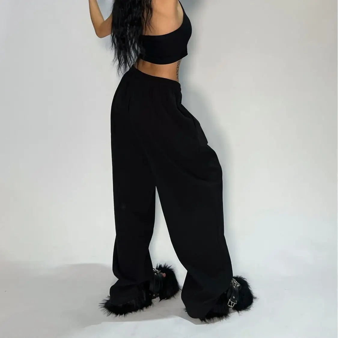 Y2k Embroidered Black Gray Casual Pants Men's Women's Premium Blended Material