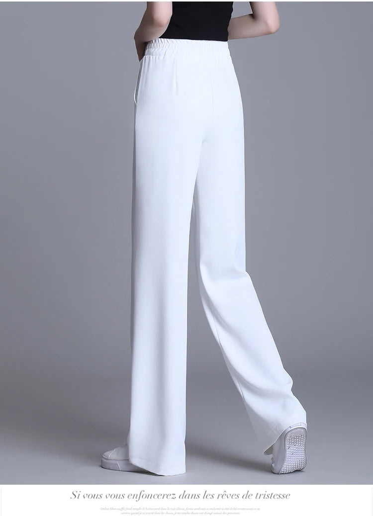Women Wide Leg Pants Oversized 2025 Korean Fashion Clothing Sexy Bottoms Elegant High Waist Loose Y2k Black White Trousers XXXL