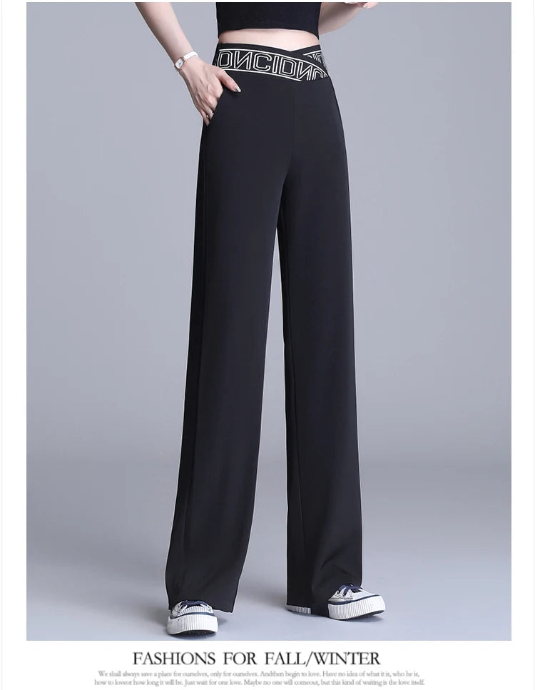 Women Wide Leg Pants Oversized 2025 Korean Fashion Clothing Sexy Bottoms Elegant High Waist Loose Y2k Black White Trousers XXXL