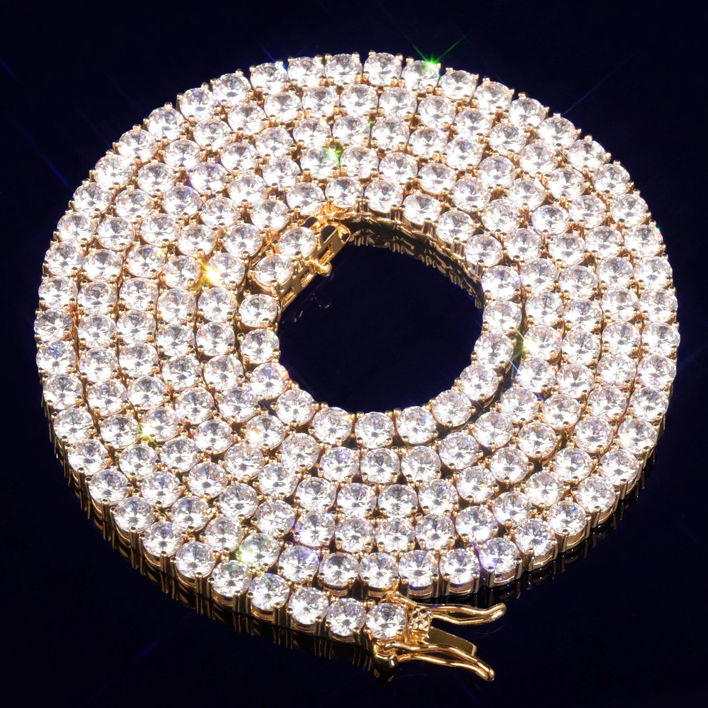 CUC Gold Color Tennis Chain 5mm 6mm 10mm One Row AAA Zircon Iced Out Necklace Link For Men Women Hip Hop Jewelry