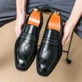 Imitation Ox-tendon Sole Custom Men's Dress Shoes Leather Breathable Business Formal Office Loafers Party Leisure Leather Shoes