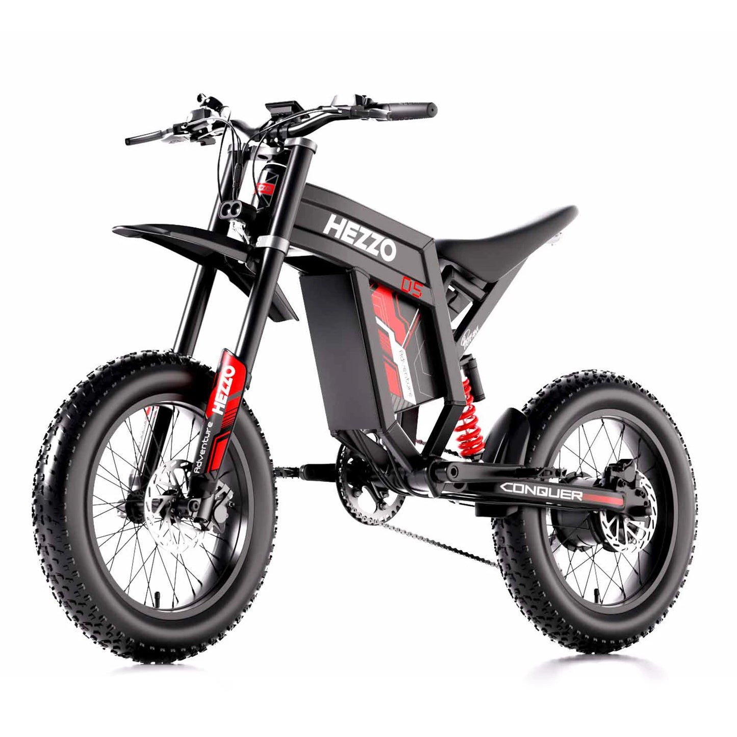 HEZZO D5 Ebike 3000W 60V Electric Bicycle Full Suspension Removable 30Ah Moped 20Inch Fat Electric Dirt Bike US EU Warehouse