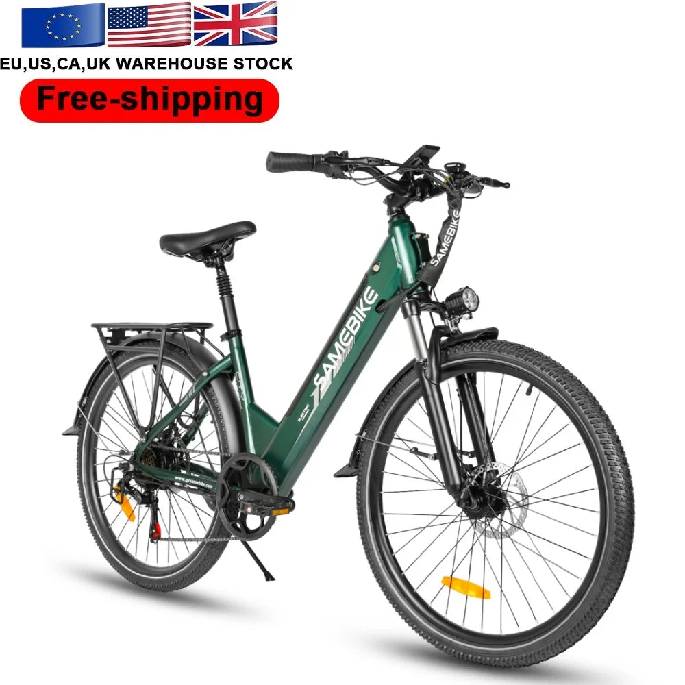 SAMEBIKE Overseas Warehouse with basket 36V 15Ah 26'' Lithium Battery Moped Style Spoke Rim Electric Hybrid City Electric Bike