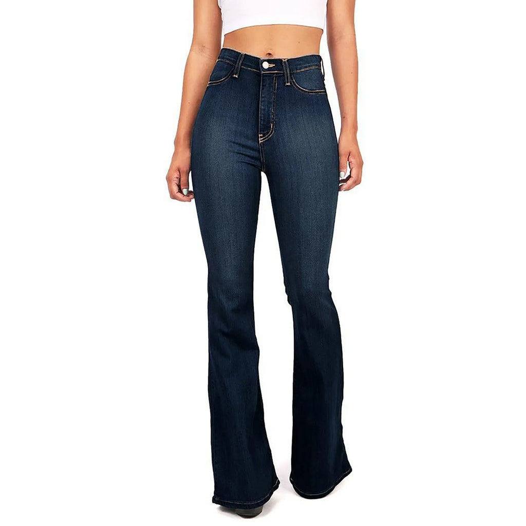 4XL Flare jeans women High Waist Jeans Zipper Blended Material