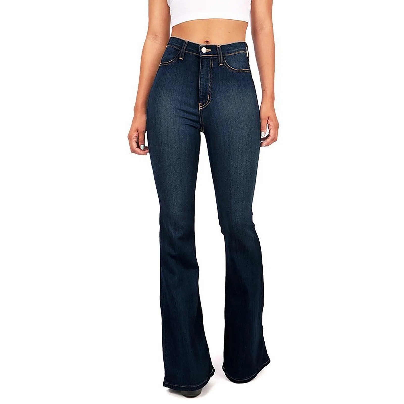 4XL Flare jeans women High Waist Jeans Zipper Blended Material