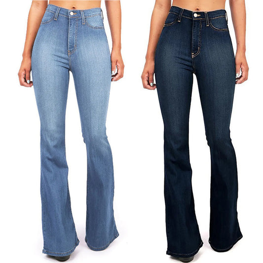 4XL Flare jeans women High Waist Jeans Zipper Blended Material