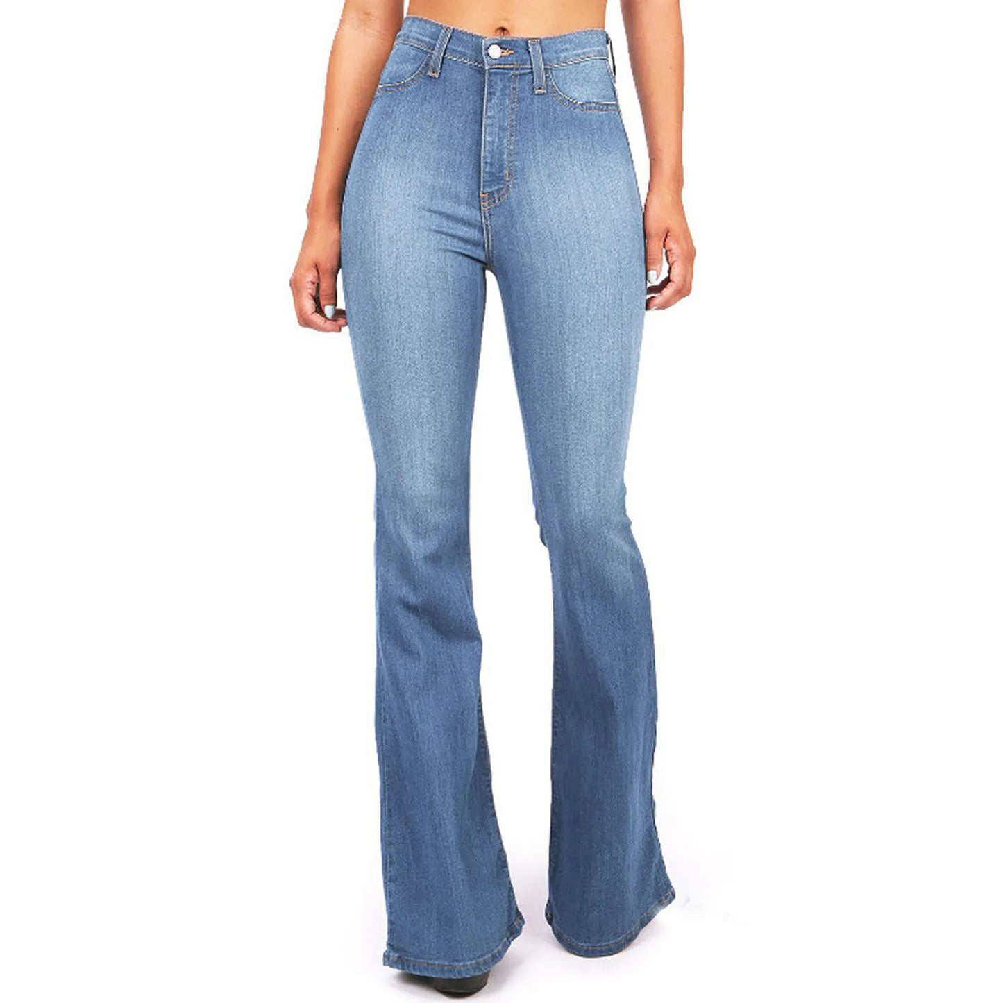 4XL Flare jeans women High Waist Jeans Zipper Blended Material