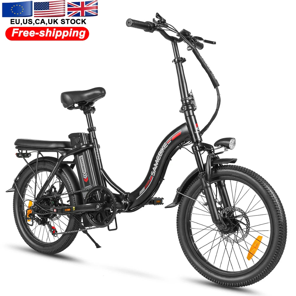 350W Powerful Rear Hub Motor 36V Lithium Battery 7 Speed Electric Folding City Moped Style Bike Steel Frame One Year Warranty