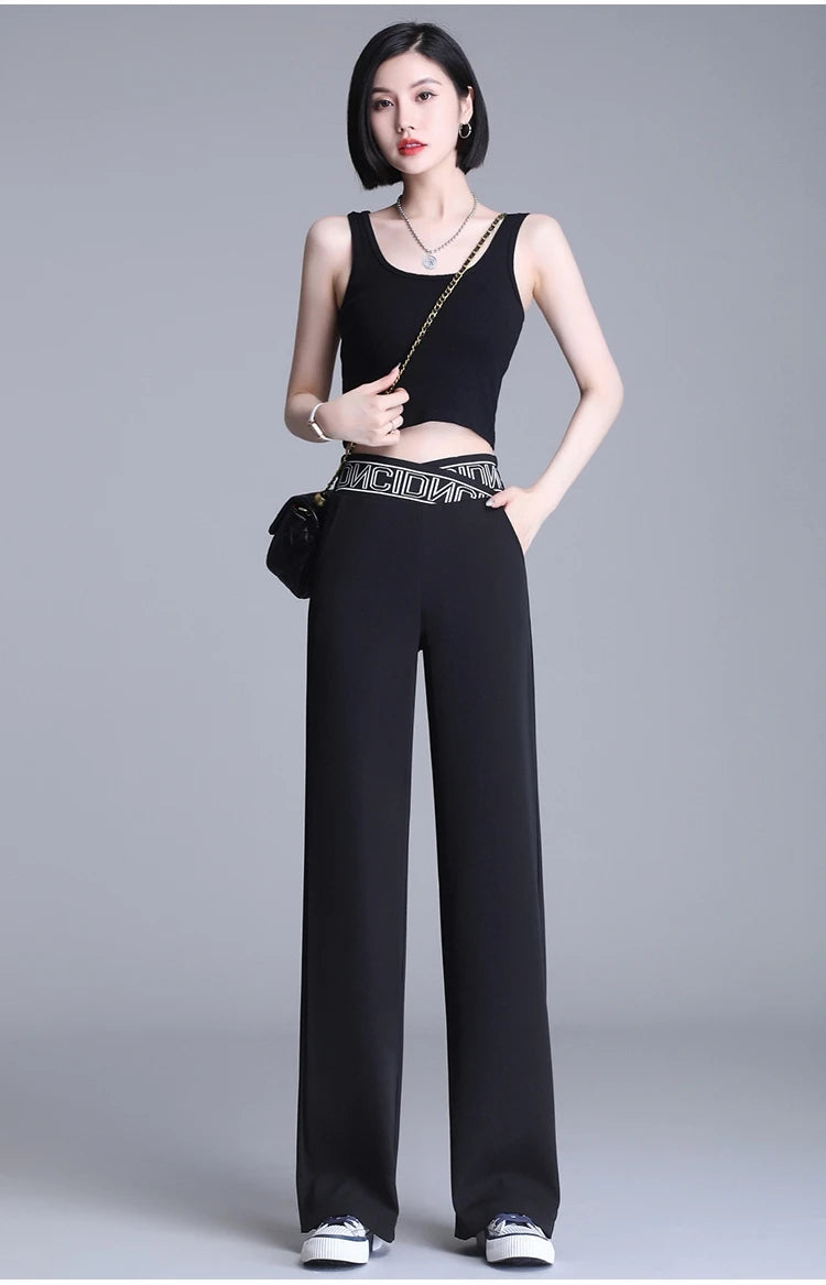 Women Wide Leg Pants Oversized 2025 Korean Fashion Clothing Sexy Bottoms Elegant High Waist Loose Y2k Black White Trousers XXXL