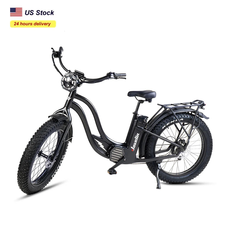 Ships Now From Texas USA E Bike Fat Electric Bikedouble Shock Absorption 26'' Fat Tire Electric Bike/Moped with Pedal Drop
