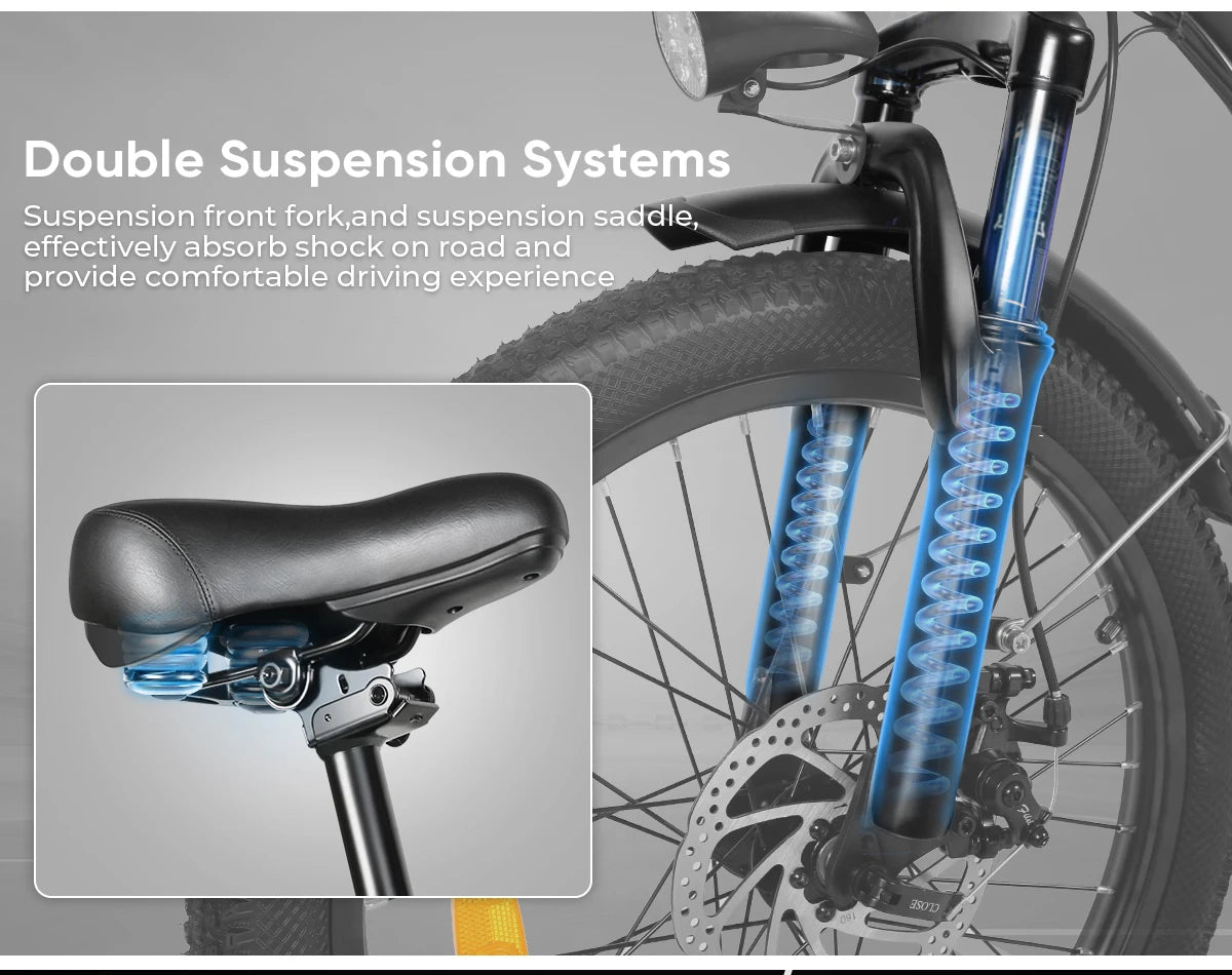 Moped Style 350W Electric City Bike Rear Hub Motor Integrated 36V 12Ah Rear Carrier Lithium Battery Steel Overseas Warehouse