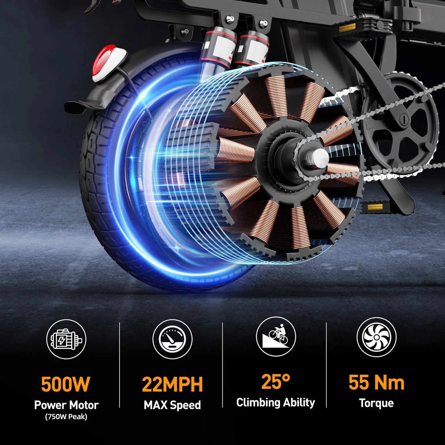 Aairsk US Stock Warehouse E Bike 14 Inch 500W 15AH Moped Style Electric Bike Electrically Leisure Ebike