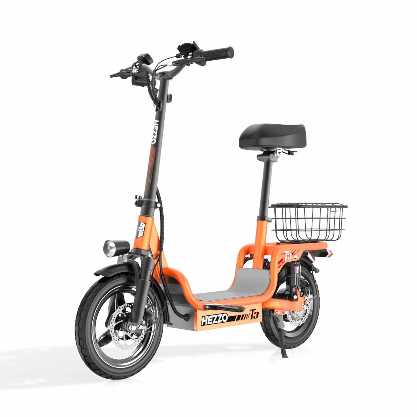 HEZZO T3 Escooter 14Inch 48V 500W Pet-Friendly Foldable Commute Scooter 15AH Lithium 60Km Moped With Basket EU UK US Warehouse