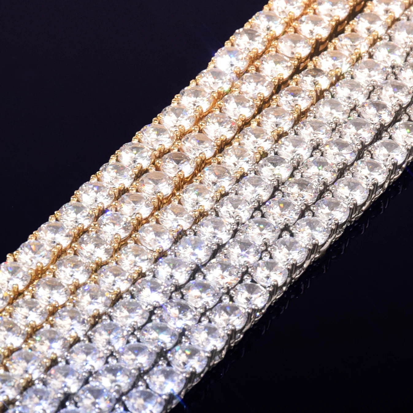 CUC Gold Color Tennis Chain 5mm 6mm 10mm One Row AAA Zircon Iced Out Necklace Link For Men Women Hip Hop Jewelry