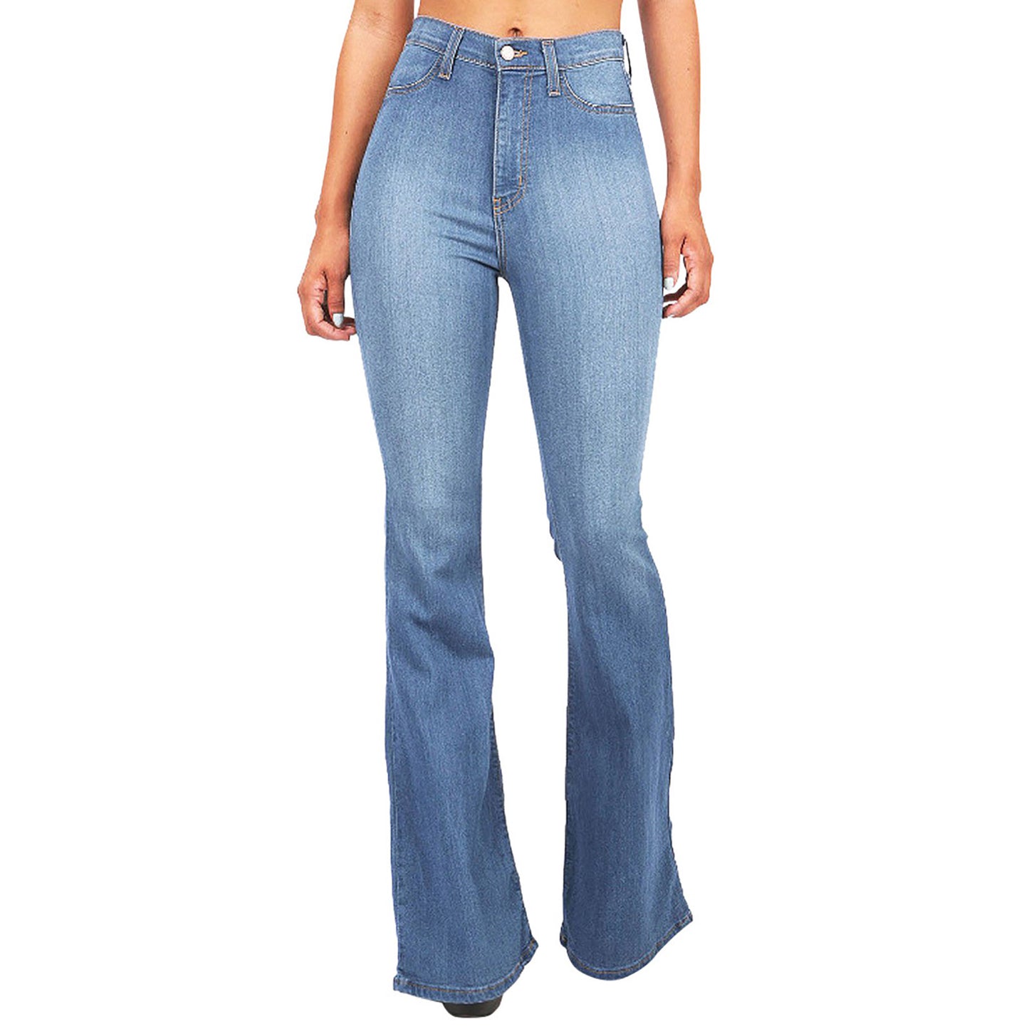 4XL Flare jeans women High Waist Jeans Zipper Blended Material