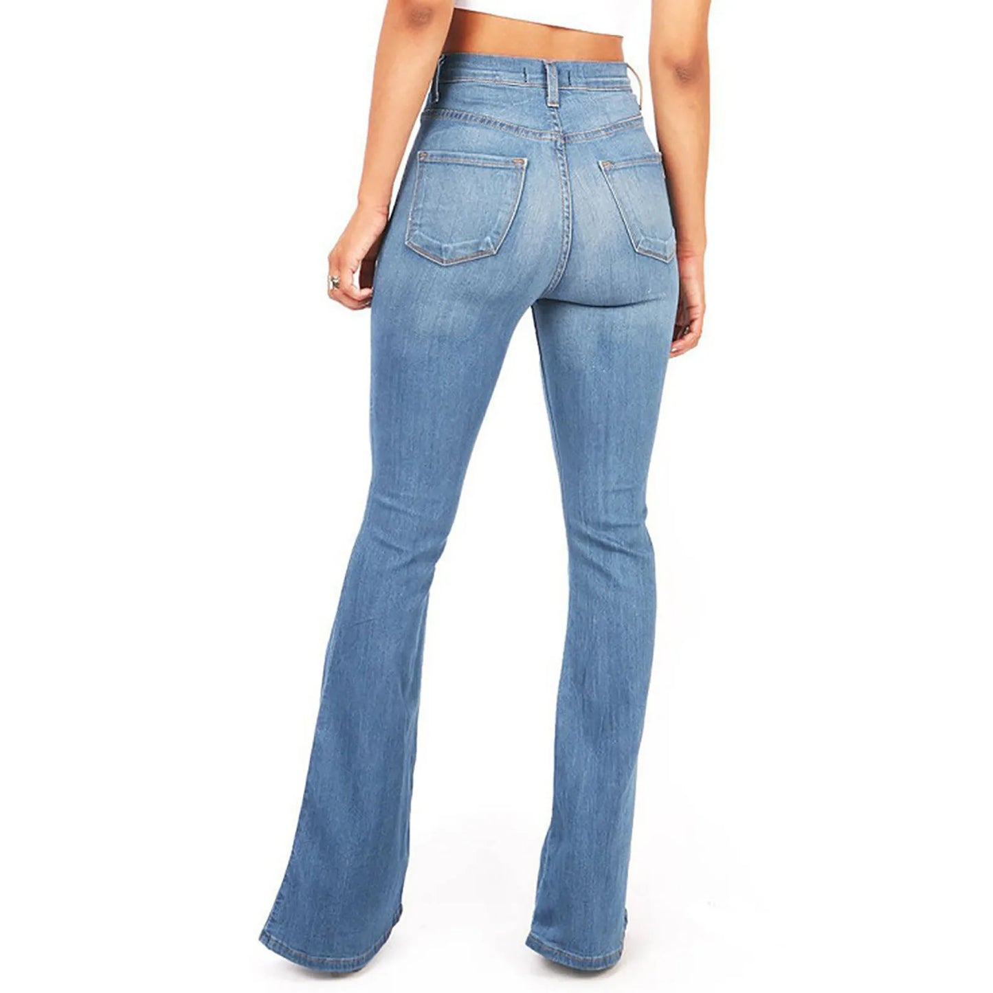 4XL Flare jeans women High Waist Jeans Zipper Blended Material
