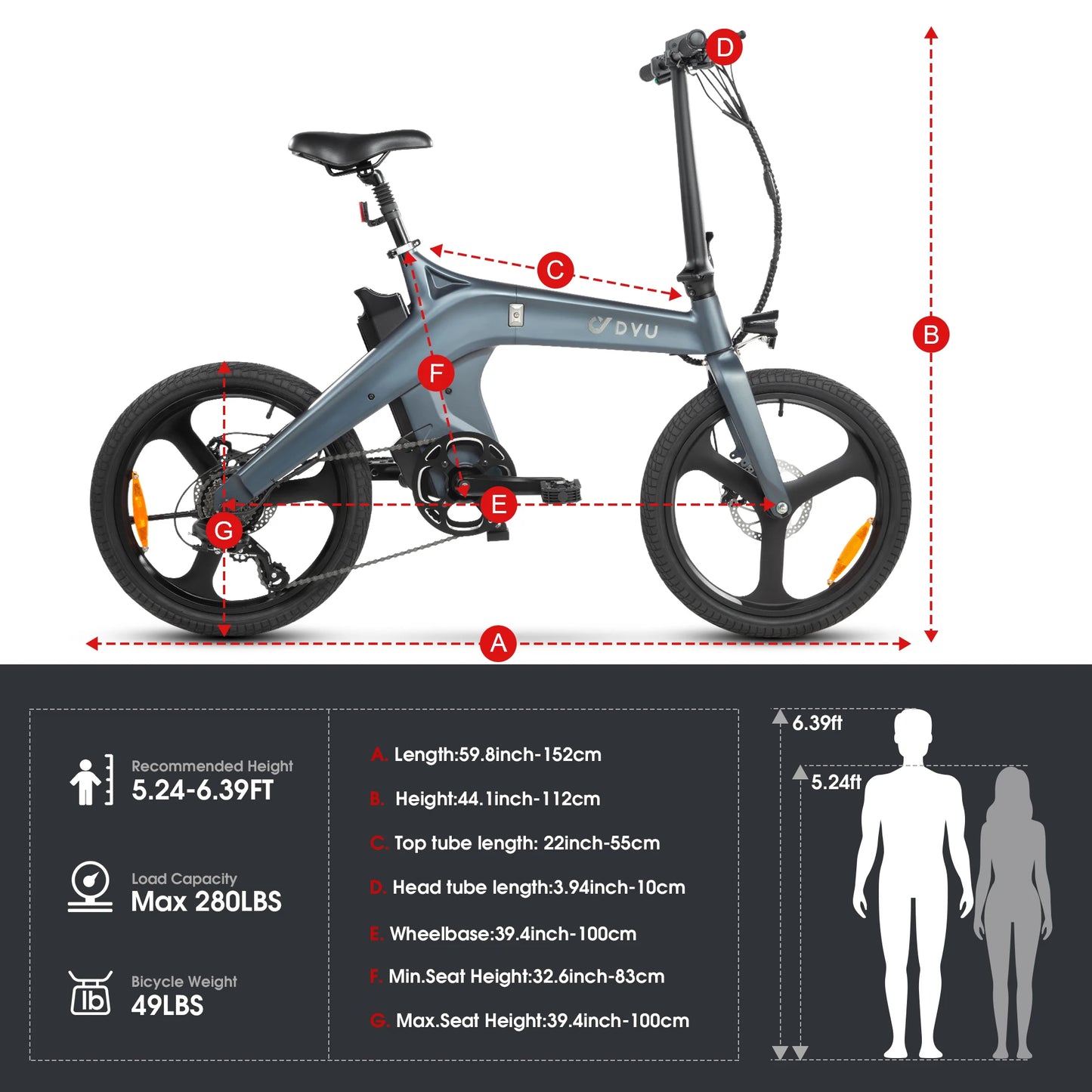20 Inch DYU EU UK Warehouse Stock Moped Style Stealth Bomber Bicycle Folding Cheap Cycle Electric E Bike for Sale Ebike