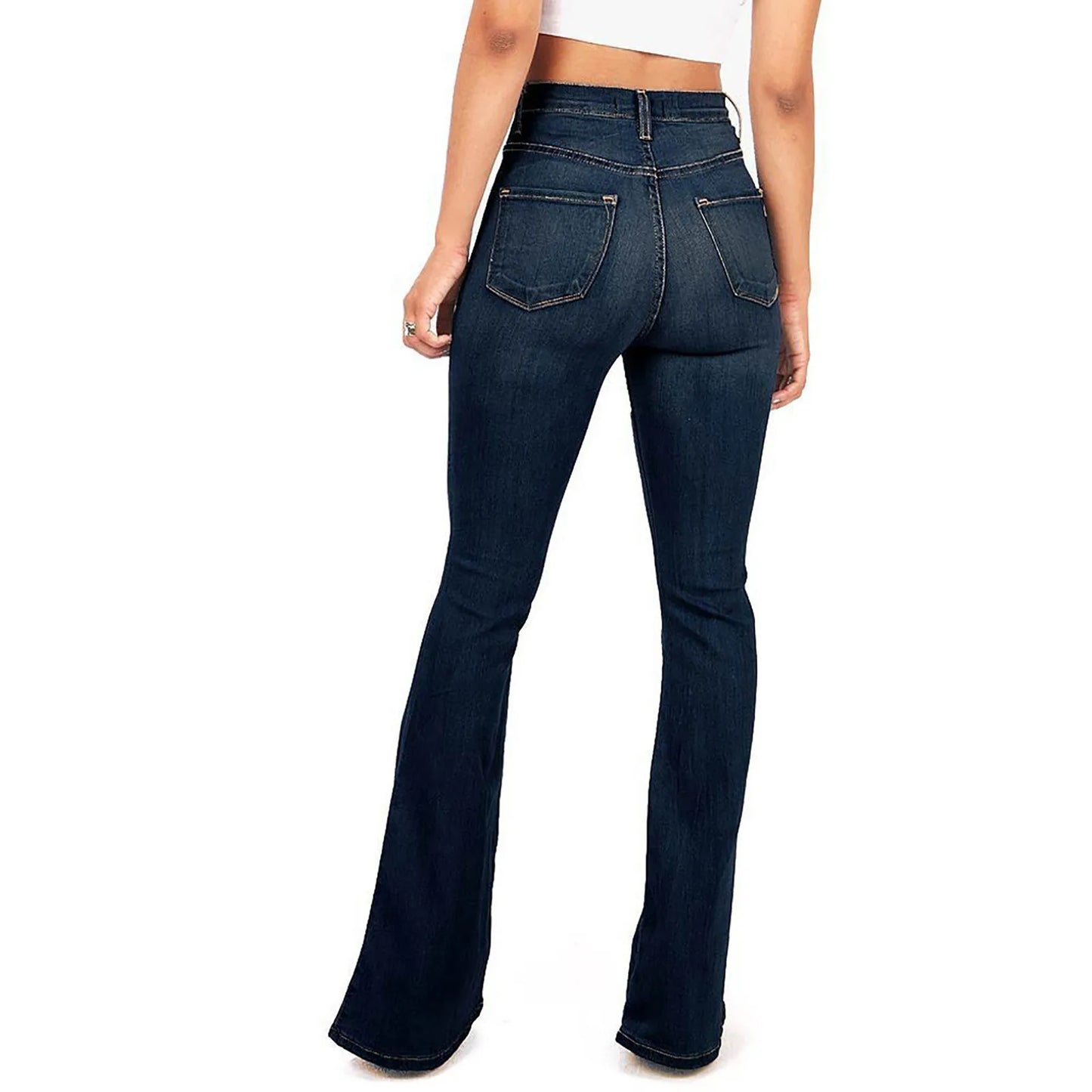 4XL Flare jeans women High Waist Jeans Zipper Blended Material