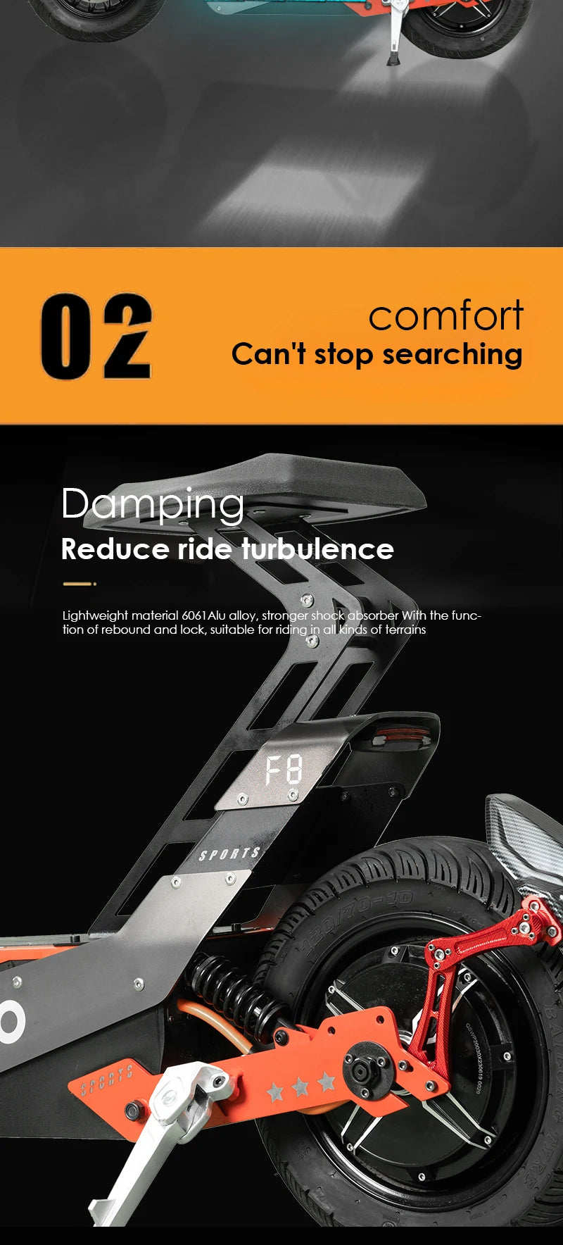 HEZZO F8 Electric Scooter 72V 100Km/h 50AH NFC 8000w Max 150Km Escooter 16INCH Fat Tire Off Road Moped Scooter US Warehouse