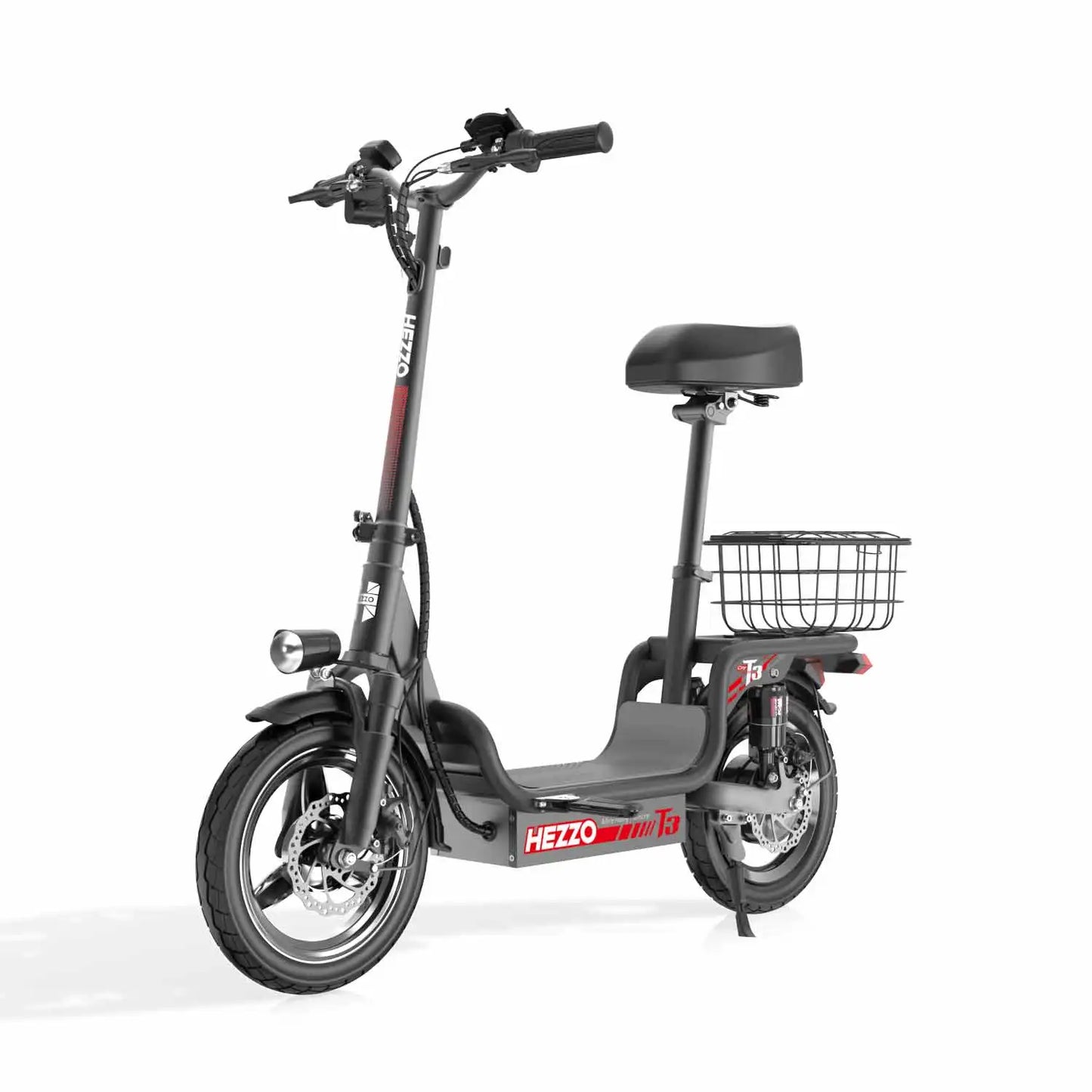 HEZZO T3 Escooter 14Inch 48V 500W Pet-Friendly Foldable Commute Scooter 15AH Lithium 60Km Moped With Basket EU UK US Warehouse