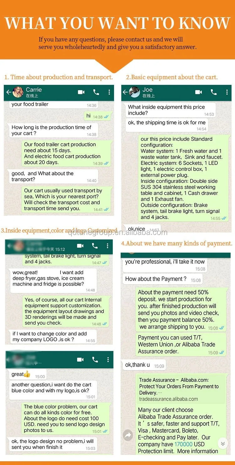 Best Selling Stainless Steel Mobile Food Truck Trailer Hot Dog Food Kiosk for Sale