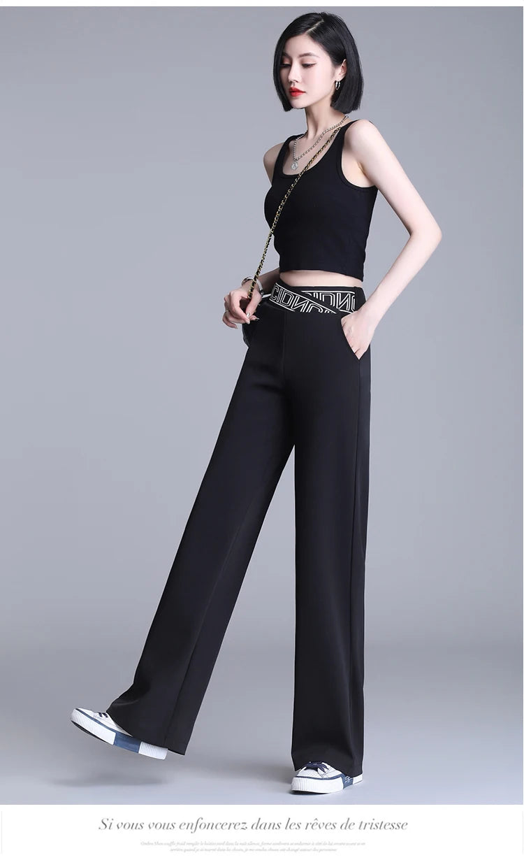 Women Wide Leg Pants Oversized 2025 Korean Fashion Clothing Sexy Bottoms Elegant High Waist Loose Y2k Black White Trousers XXXL