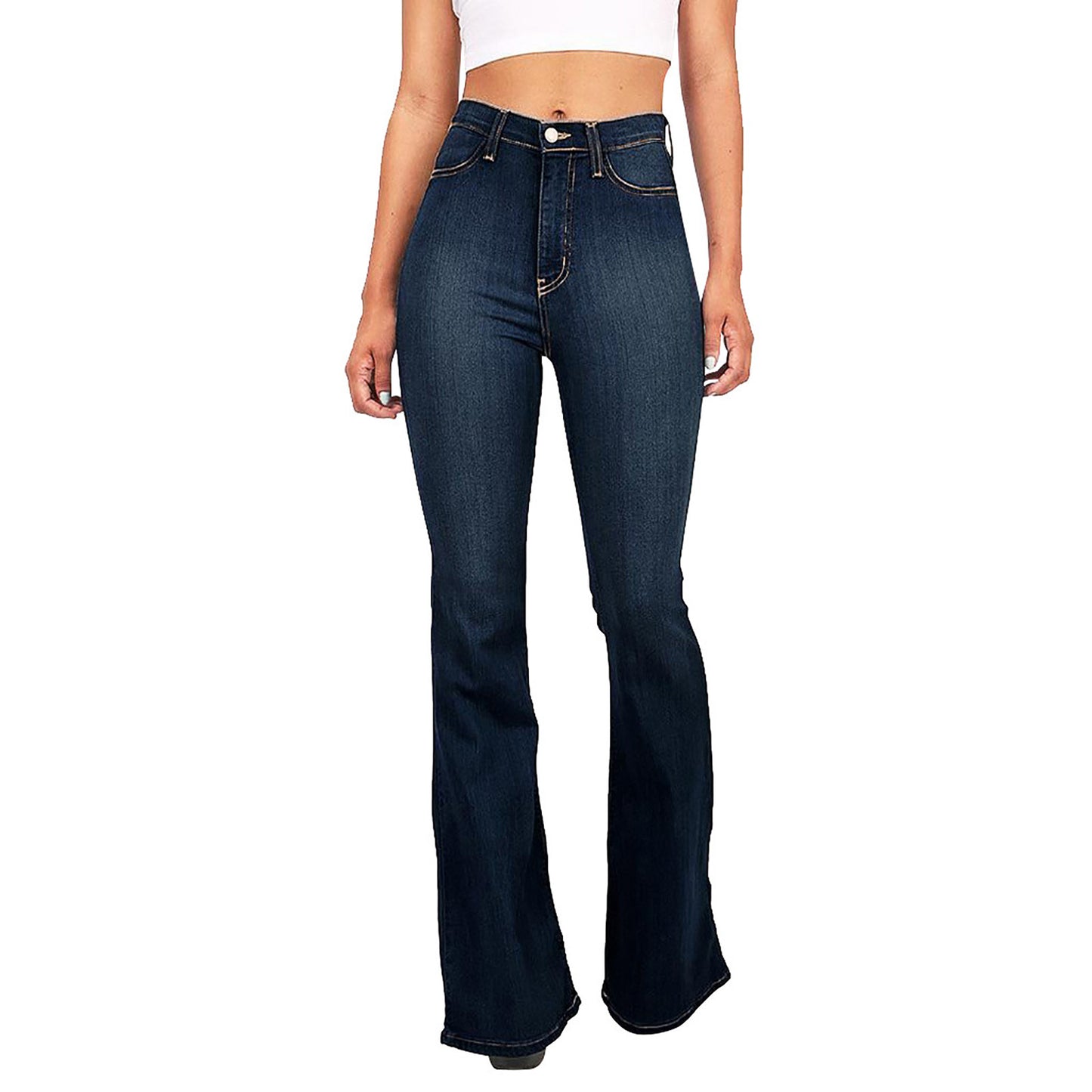 4XL Flare jeans women High Waist Jeans Zipper Blended Material
