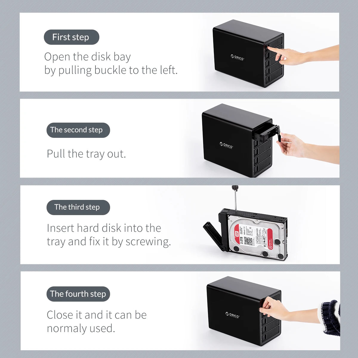 ORICO 35 Series 5 Bay HDD Docking Station With Dual Chip 150W Built-in Power Hard Drive Case for Altcoins Mining