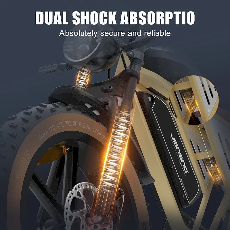 750W Moped Style Electric Bike EBike 48V 34Ah Removable Dual Battery 120 Mile Range 30MPH All Terrain Fat Tire Electric Bicycle