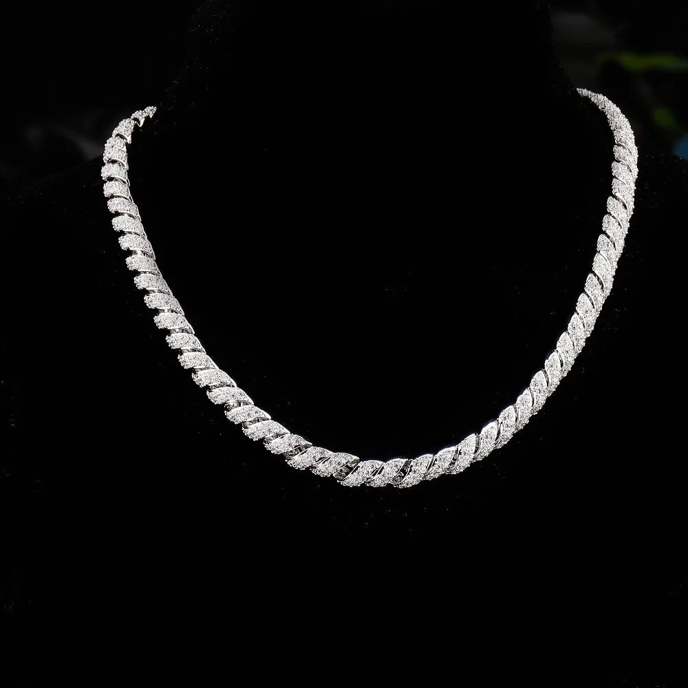JINAO New Fashion10mm Gold Silver Color Columnar buckle twist chain  Plated Iced Out Cubic Zircon Cuban Links Men's Necklace