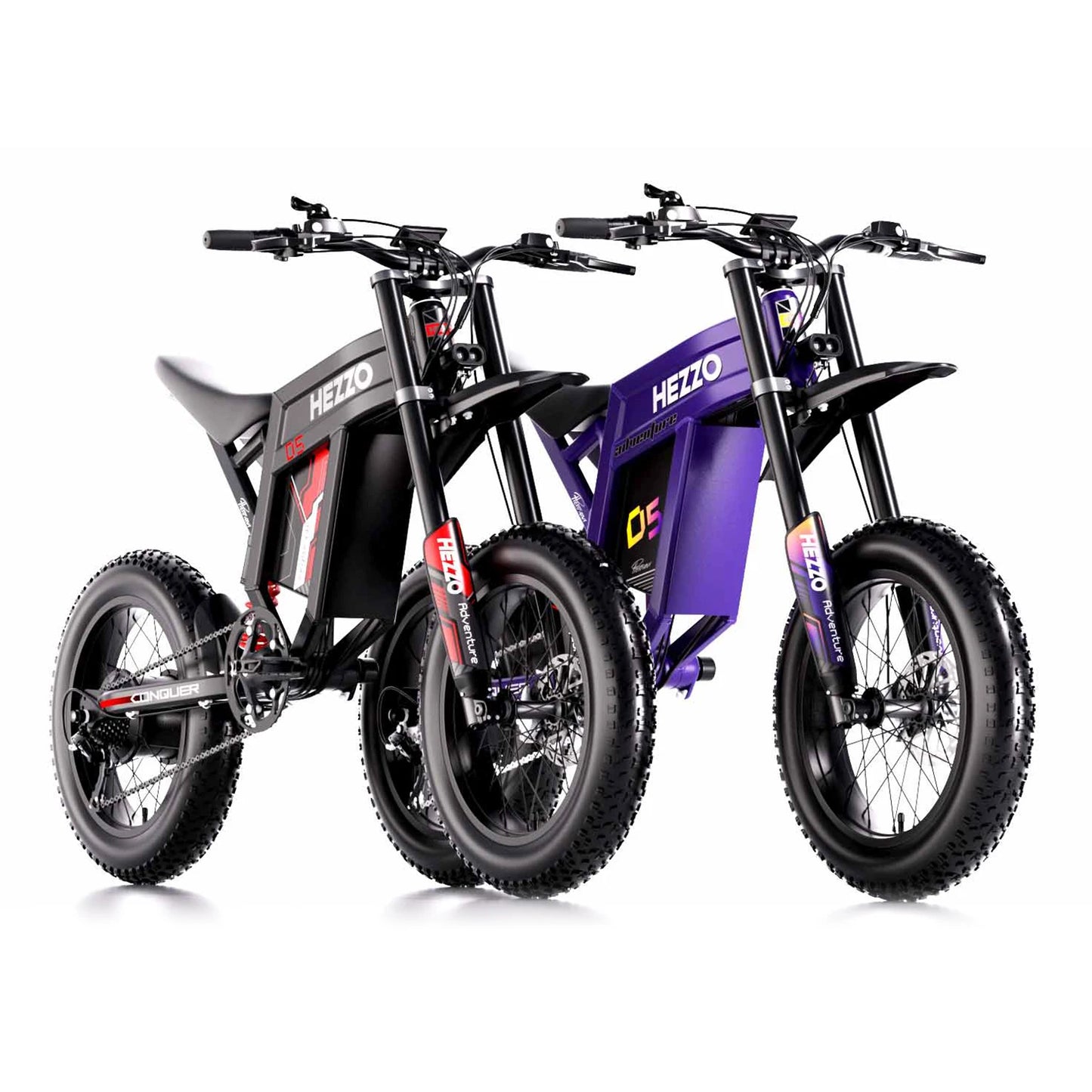 HEZZO D5 Ebike 3000W 60V Electric Bicycle Full Suspension Removable 30Ah Moped 20Inch Fat Electric Dirt Bike US EU Warehouse
