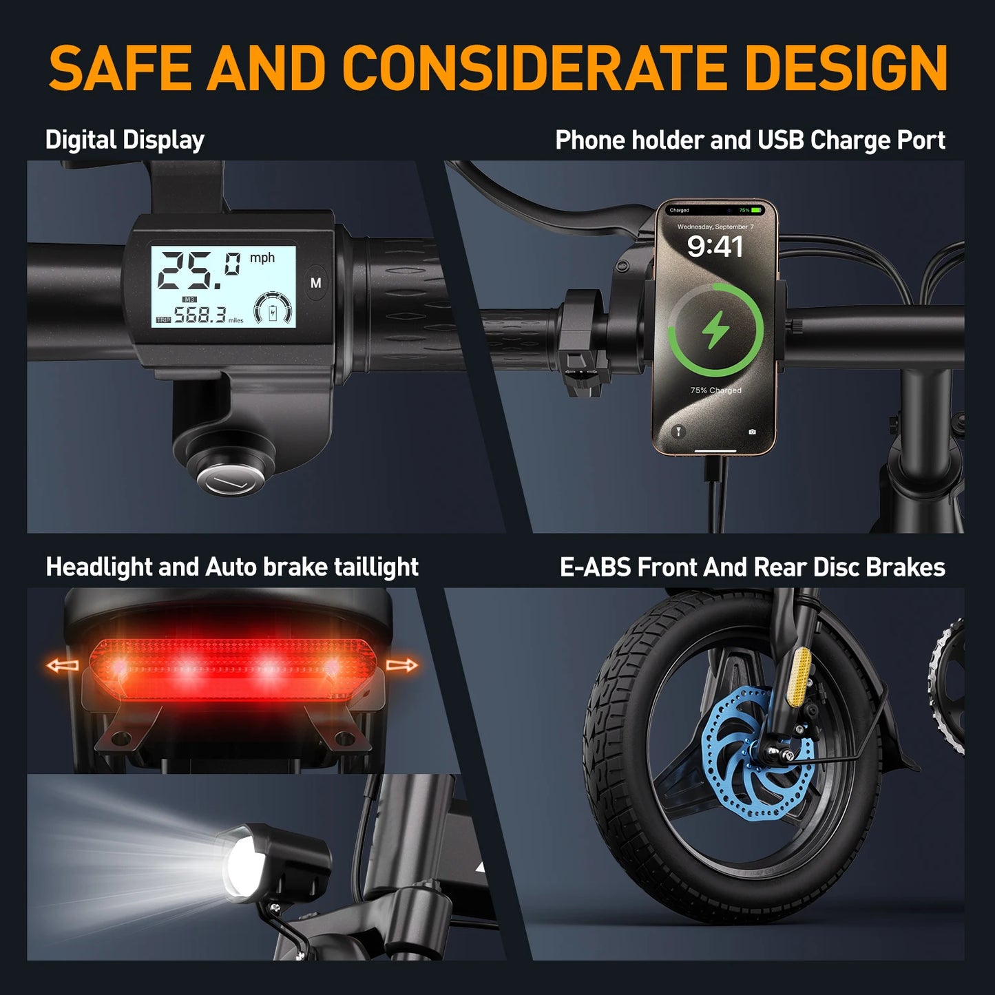 Aairsk US Stock Warehouse E Bike 14 Inch 500W 15AH Moped Style Electric Bike Electrically Leisure Ebike