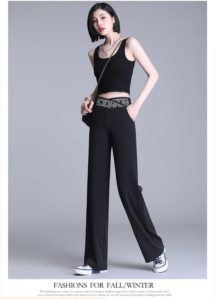 Women Wide Leg Pants Oversized 2025 Korean Fashion Clothing Sexy Bottoms Elegant High Waist Loose Y2k Black White Trousers XXXL