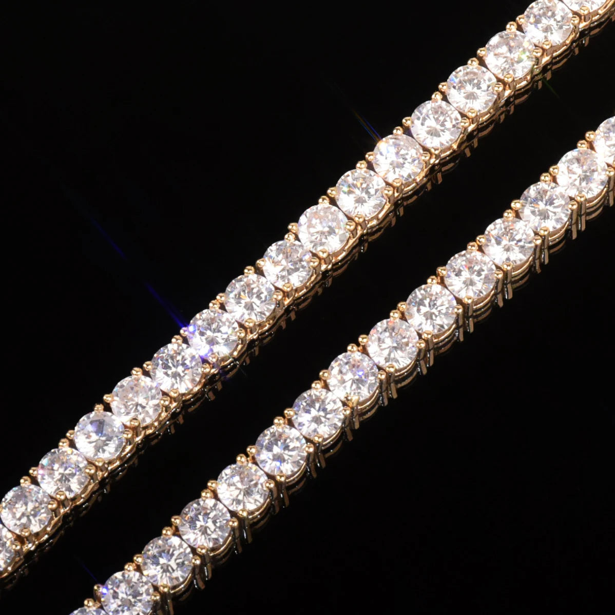 CUC Gold Color Tennis Chain 5mm 6mm 10mm One Row AAA Zircon Iced Out Necklace Link For Men Women Hip Hop Jewelry