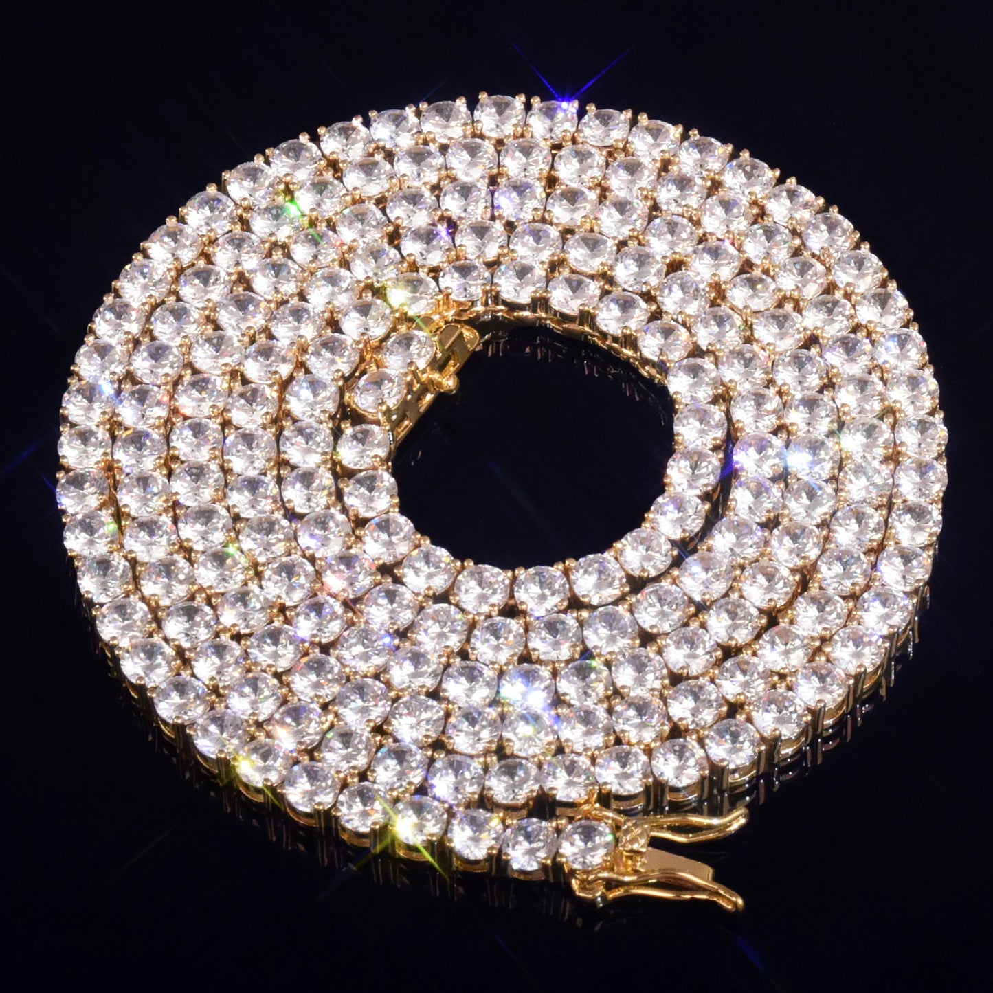 CUC Gold Color Tennis Chain 5mm 6mm 10mm One Row AAA Zircon Iced Out Necklace Link For Men Women Hip Hop Jewelry