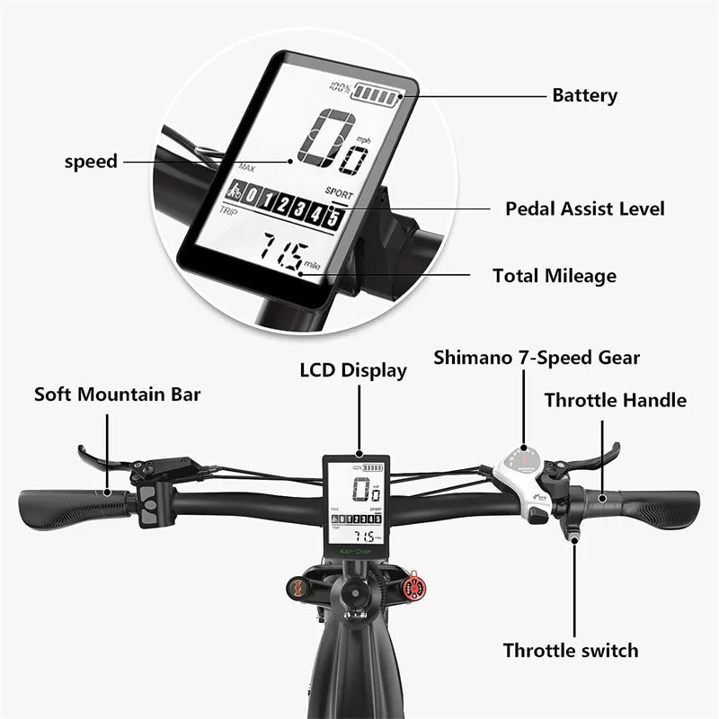 Electric Bicycle Road Moped With Pedals E-Bike Electric City E Dirt E-Moped 26X4.00 City Ebike Fat Tires