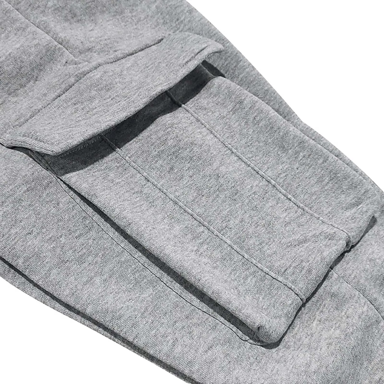 2025 Mens Sweatpants Straight Fit Joggers For Sports And Streetwear Loose Oversized Drawstring Long Pants Men Multi-Pocket Pants