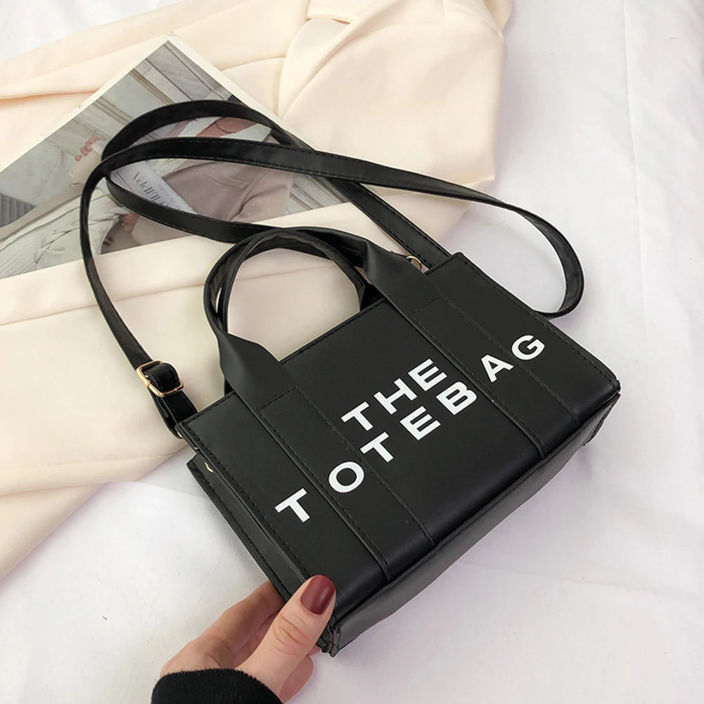 The Small Leather Tote Bag For Women Trendy PU Leather Handbag Casual Simple Adjustable Straps Female Satchel For Work Travel