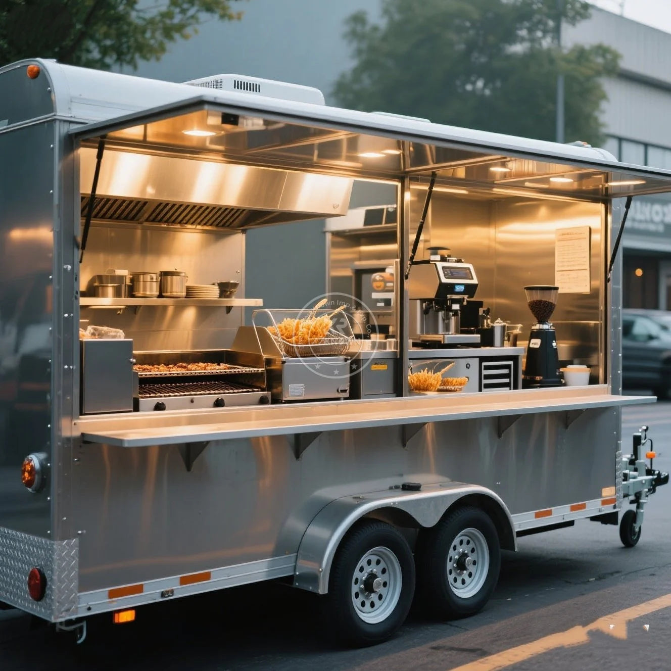 Stainless Steel Food Trailer Outdoor Sale Taco Hot Dog Cart Street Mobile Kitchen Food Trailer Business Food Kiosk Ice Cream Car
