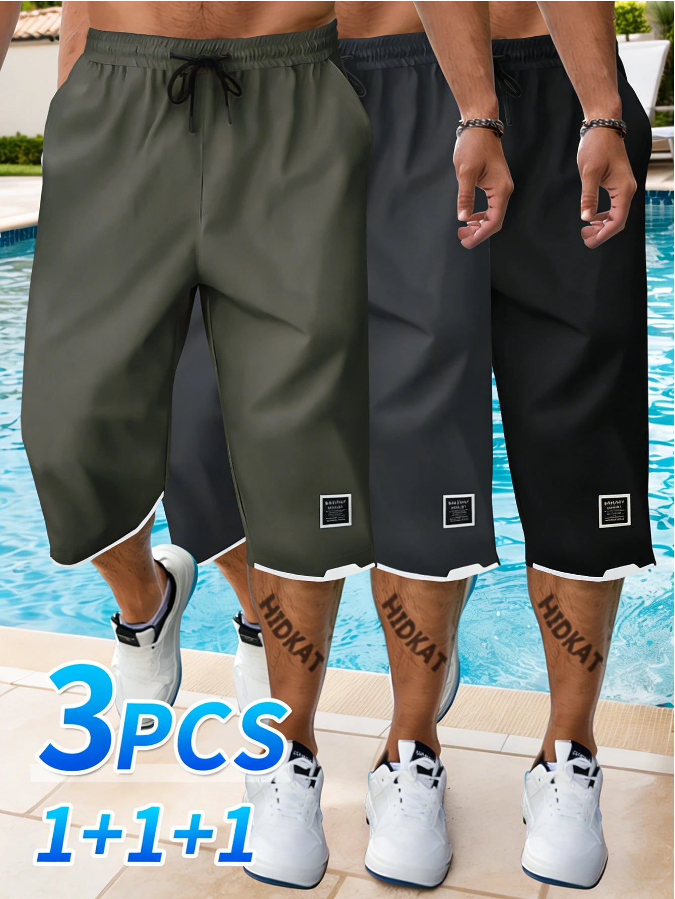 Summer Workwear 3-Pack Men's Casual Drawstring Cropped Pants Sports Gym Shorts Man Clothes Fashion Clothing Half Y2k Basketball