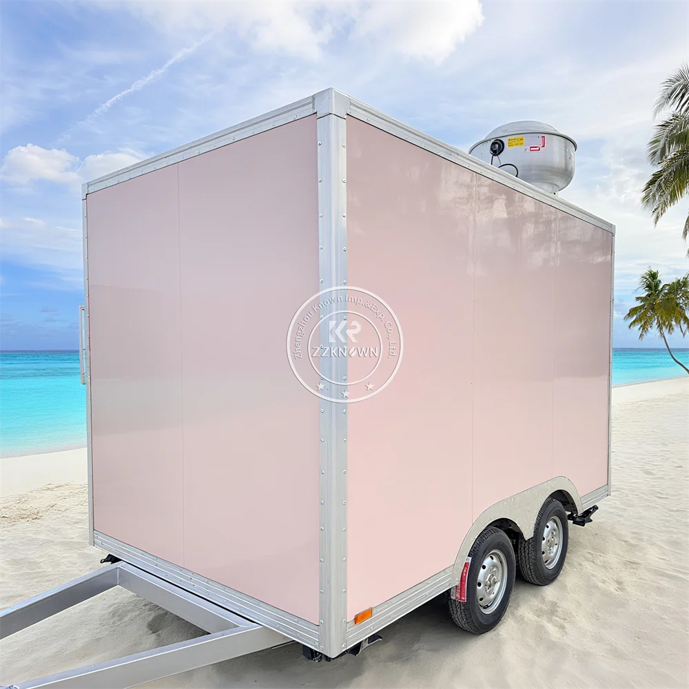 Street Mobile Fast Food Trailer Cart Fully Equipped Concession Snack Pizza BBQ Cart Food Truck With Full Kitchen For Sale