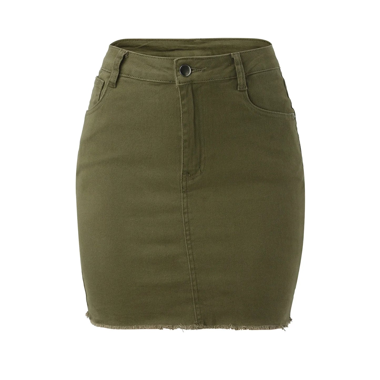 Skirt with Suspenders Womens Daily Casual Classic Blue Buttons Pockets Ripped Zipper Denim Skirt Women Skirts Short