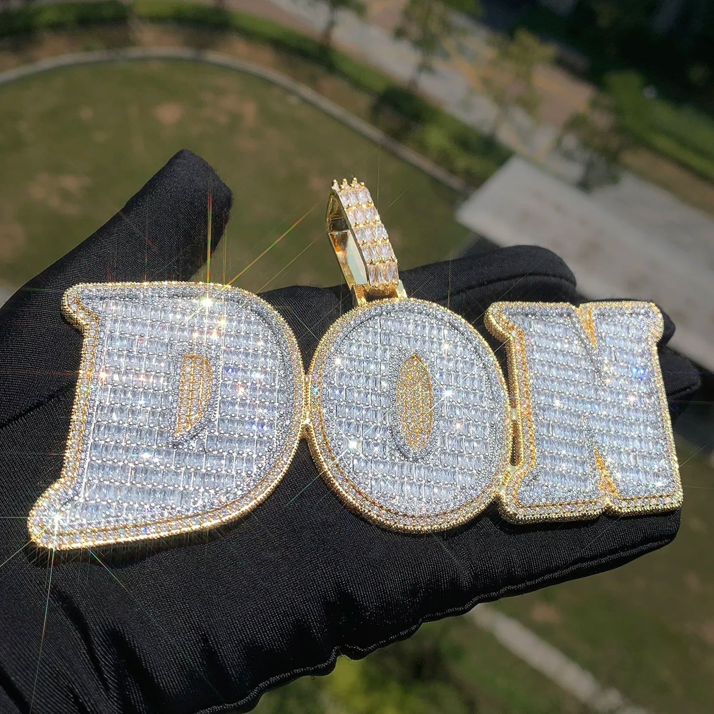 CUC Two Layer Big Letter Pendant Custom Name Necklace For Men Women Gold Silver Color Baguette Zircon Hip Hop Chain Jewelry 2024