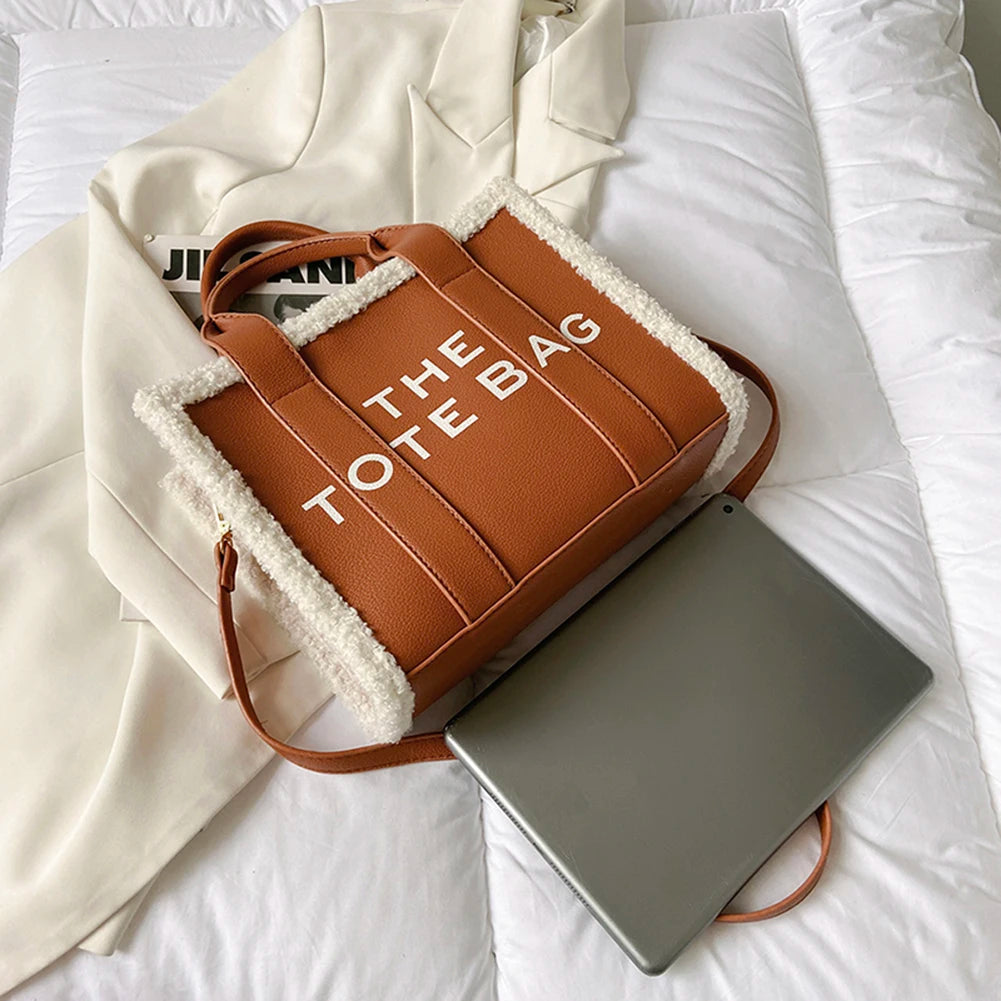 PU Leather Commute Bag Fashion Letter Square Bags Casual Soft for Girls Shopping