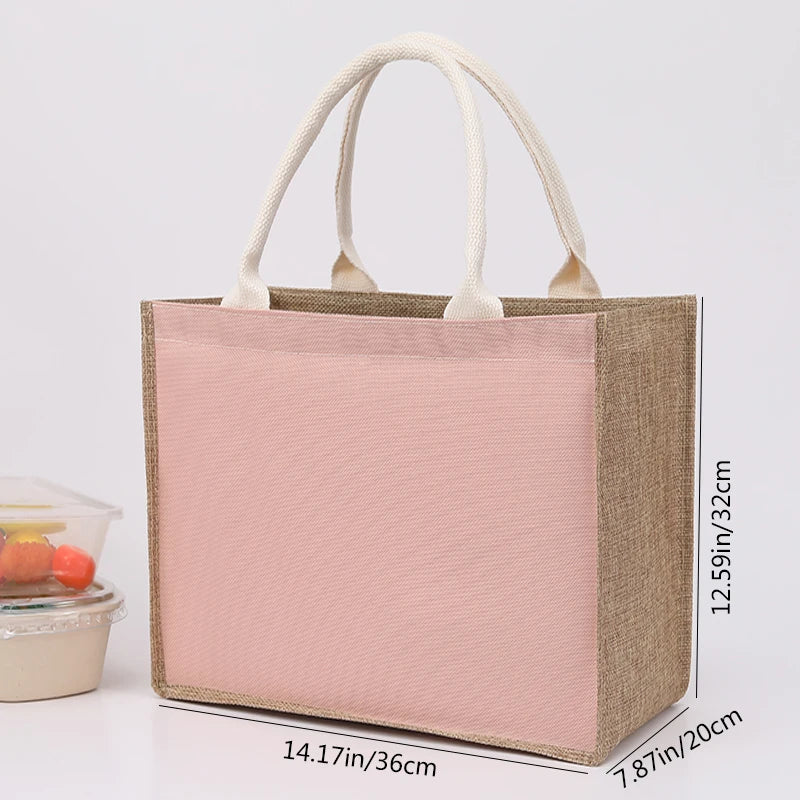 Blank DIY Painting Canvas Bags Hand Carrying Zipper Faux Linen Bags Solid Color Large Capacity Ladies Tote Shopping Bags