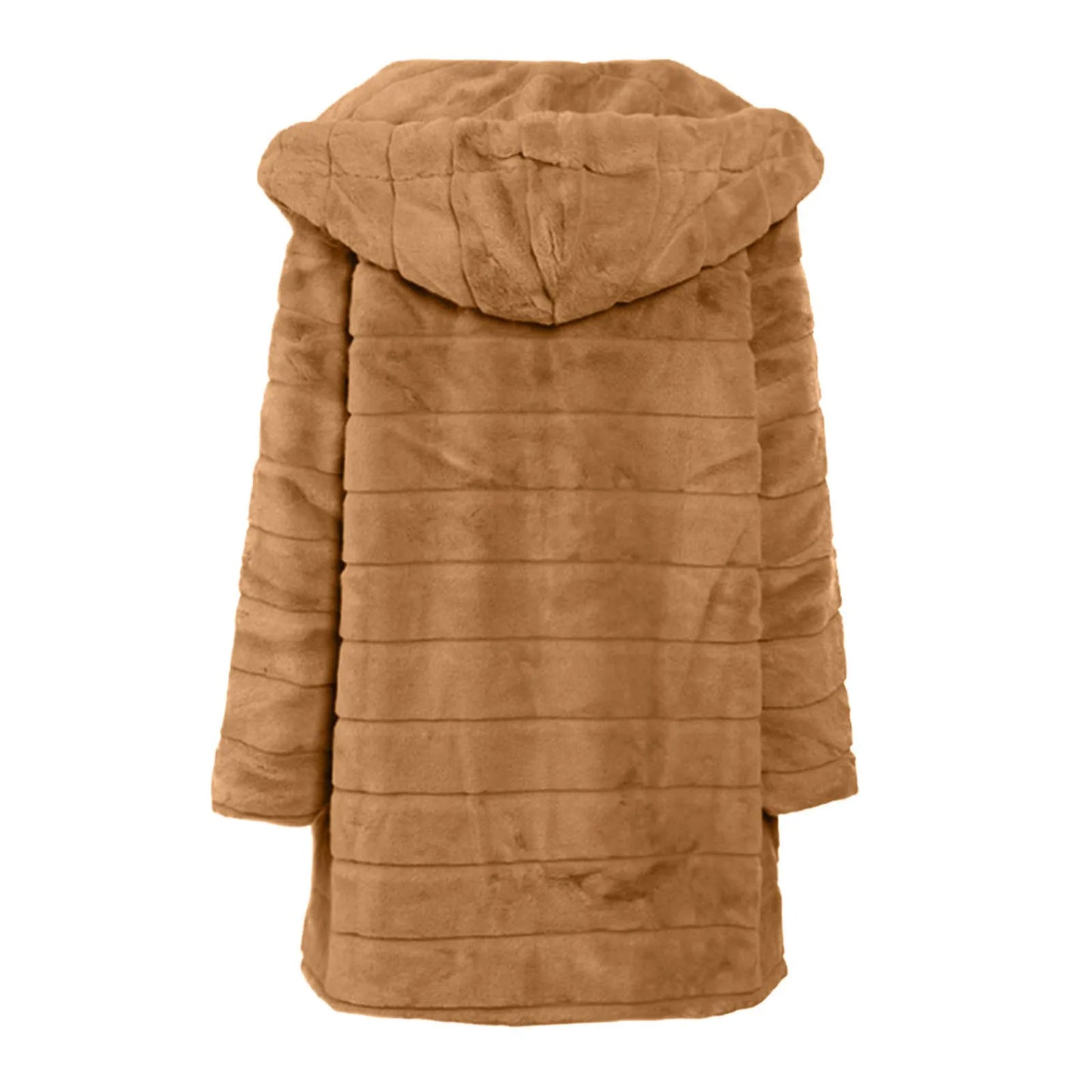 Winter Thick Fuzzy Faux Fur Jacket Women's Warm Plush Long Sleeve