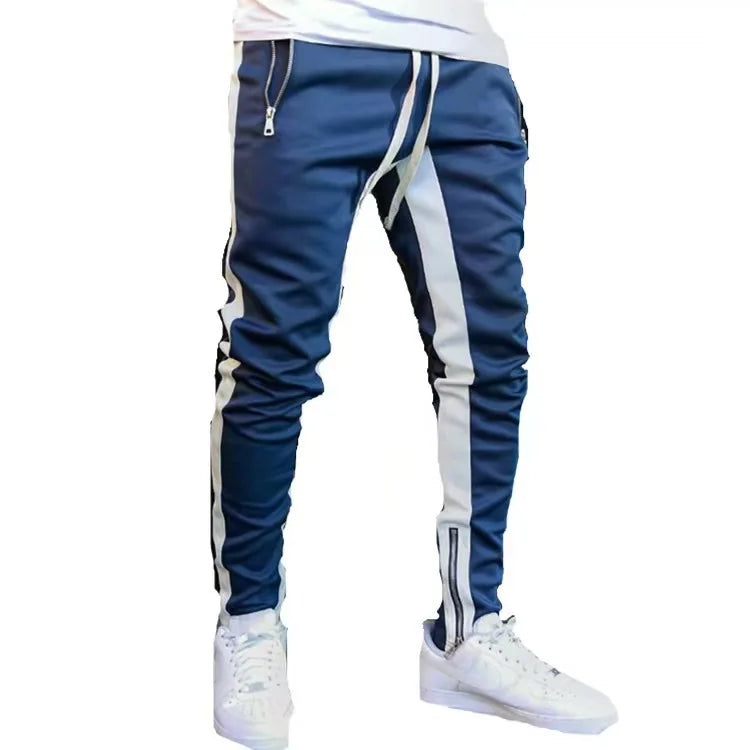 New Autumn Men's Sport Pants Casual Knitted Trousers With Zipper Pockets Solid Color Jogger pants Male pantalon chandal hombre