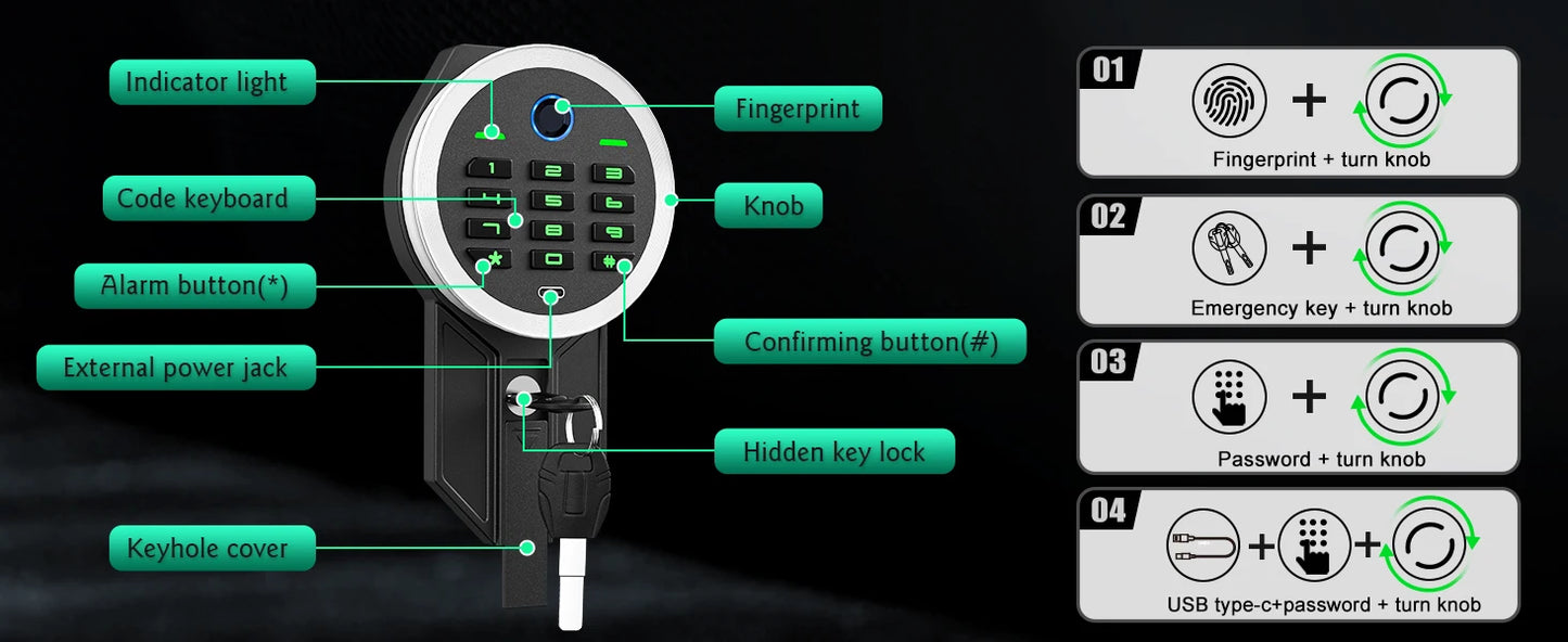 Kavey Biometric Fingerprint Gun Safe, Quick Access Gun Cabinets with LED Light, Adjustable Gun Rack and Removable Shelf
