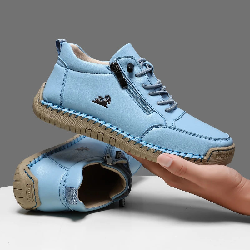 Women's handmade leather casual shoes, outdoor soft, classic ankle joint anti-slip flat soft leather shoes